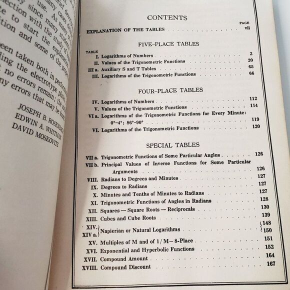 Vintage 40s Mathematical Tables Joseph B. Rosenbach Hardcover - Picture 8 of 13
